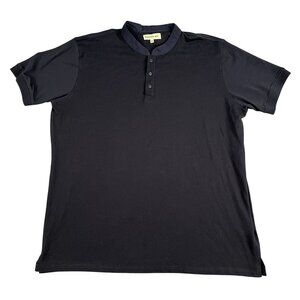 Dapper Boi Mens Black Short Sleeve Henley Shirt Sz 3XL - 26" pit to pit 33" leng